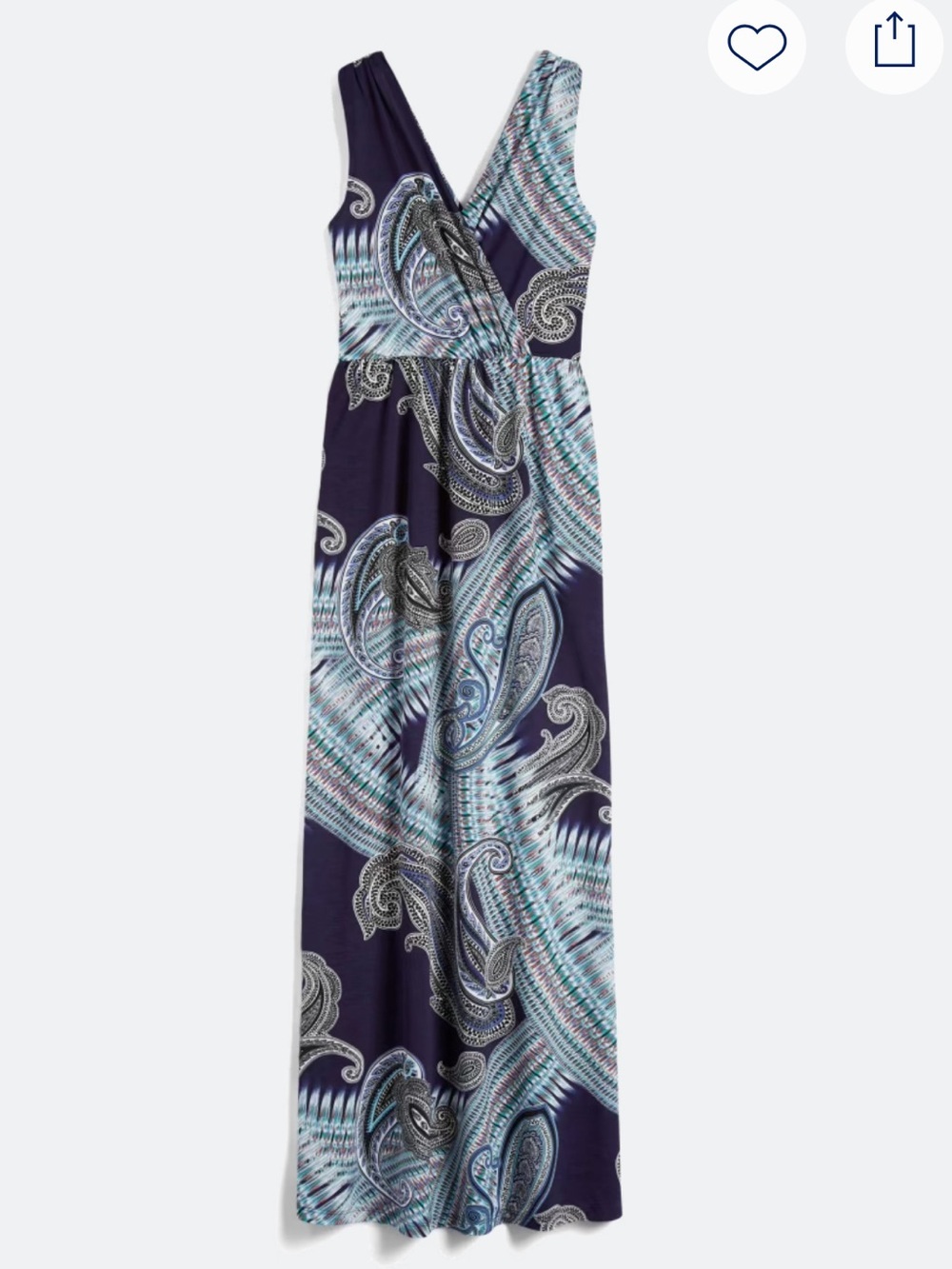 Renee C. Navy and Aqua Paisley Maxi Dress
